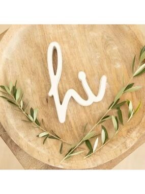 ($12) Hi Woodcut Sign - White